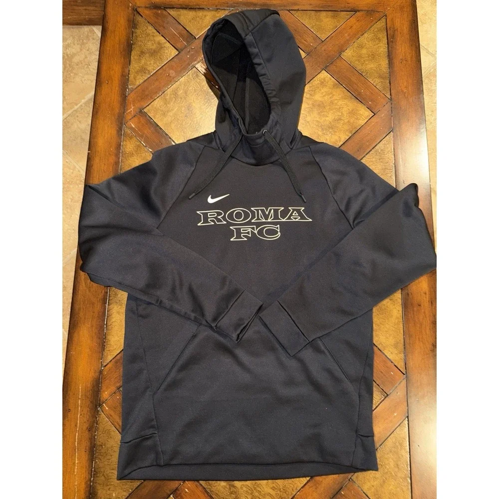 AS Roma FC Nike Therma Fit Hoodie‎ Black Mens Medium Rare